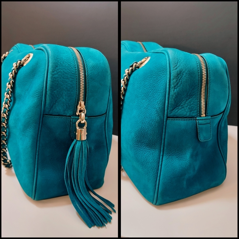 ✨️💎Authentic Gucci soho nubuck shoulderbag teal color - Picture 15 of 16